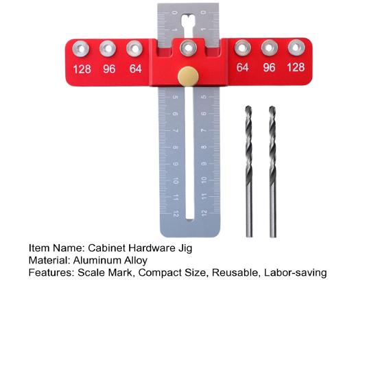 1 комплект приспособления для фурнитуры шкафа со шкалой, компактный размер, точное приспособление для ручки дверного ящика, регулируемый шаблон для сверления, направляющий инструмент