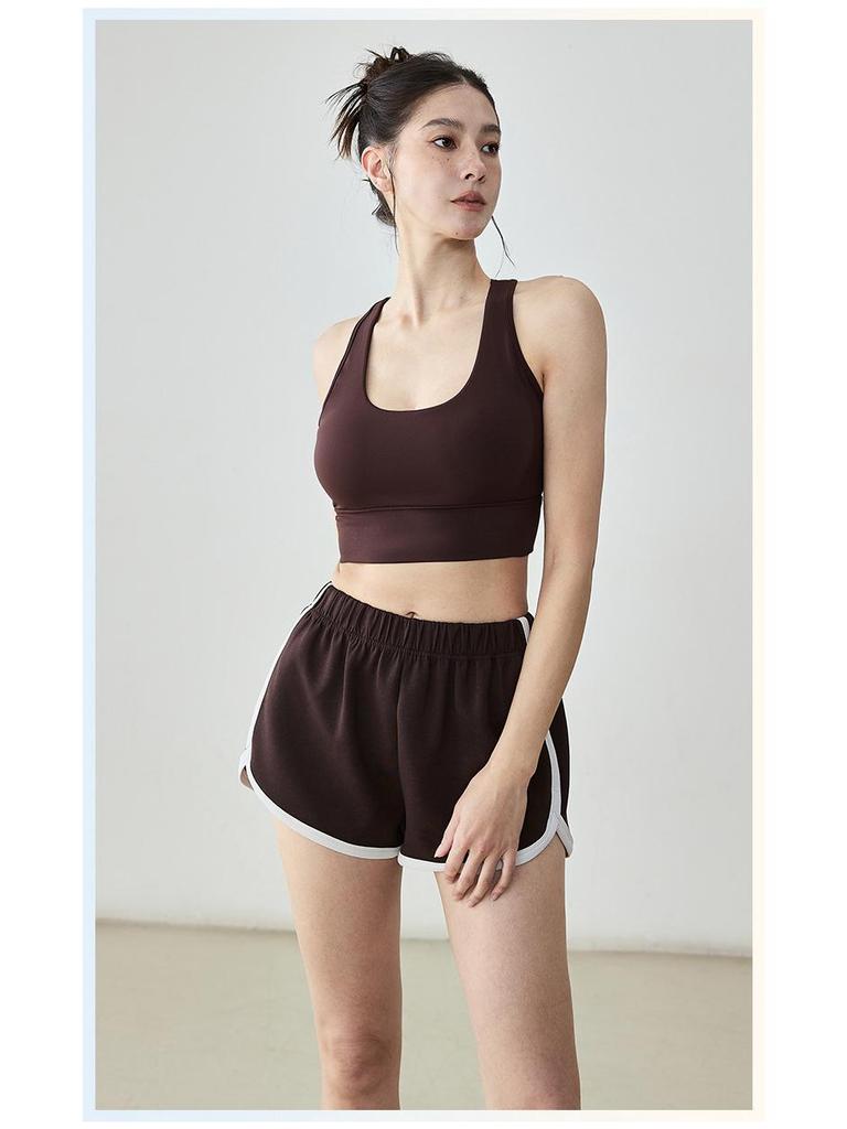 Женский летний утягивающий топ-бра для йоги с гоночной спинкой и нагрудными вкладышами - Красивый дизайн спины