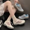 2024 New Breathable Mesh Drawstring Shoes Sports Shoes Mixed Color Versatile Casual Training Shoes Round Toe Thick-soled