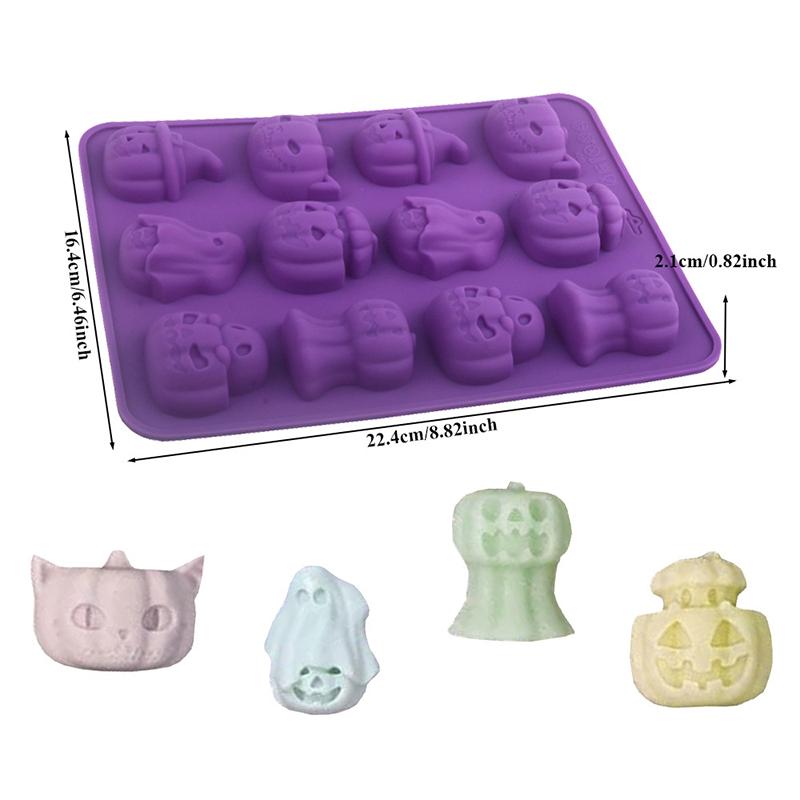 Силиконовая форма для выпечки Хэллоуин Тыква Череп Летучая мышь Шоколад - Один большой Паук, Светло-фиолетовый, Разные стили, Кухонный инструмент для выпечки