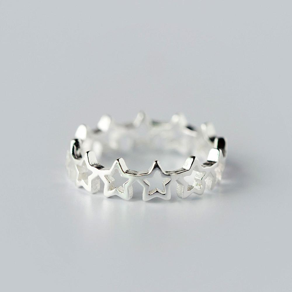 Huitan New Trendy Color Star Open Rings for Women Minimalist Hollow Out Design Fashion Versatile Girl Accessories Jewelry