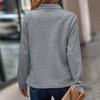 Women Fall Spring Sweatshirt Zippered Stand Collar Long Sleeves Solid Color Patchwork Loose Pullover Sport Daily