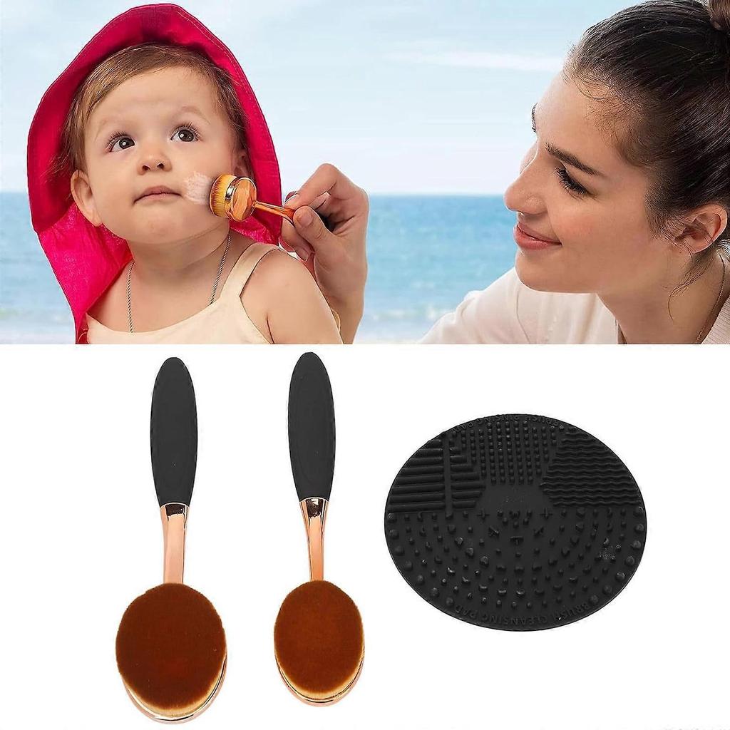 3PCS Soft Bristle Sunscreen Brush Kit Face/Body Sunscreen Applicator Brush with Protective Cover and Cleaning Pad