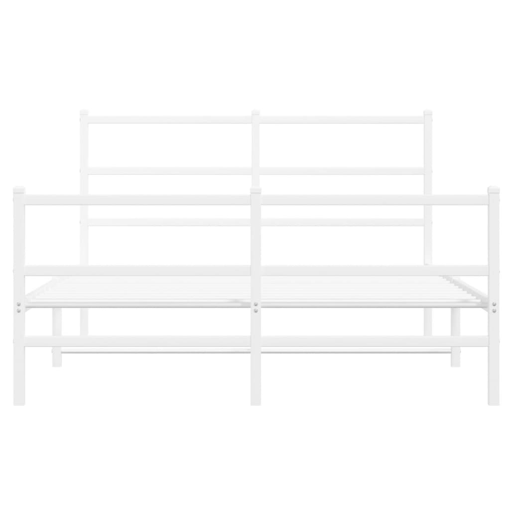 Vidaxl Metalowa Rama Łóżka Z Wezgłowiem I Zanóżkiem, Biała, 140X200 Cm