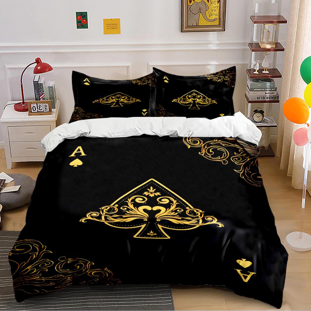 Luxury Black and Gold Ace of Spades Bedding Bedding set (1 duvet cover, 2 pillowcases, duvet not included)