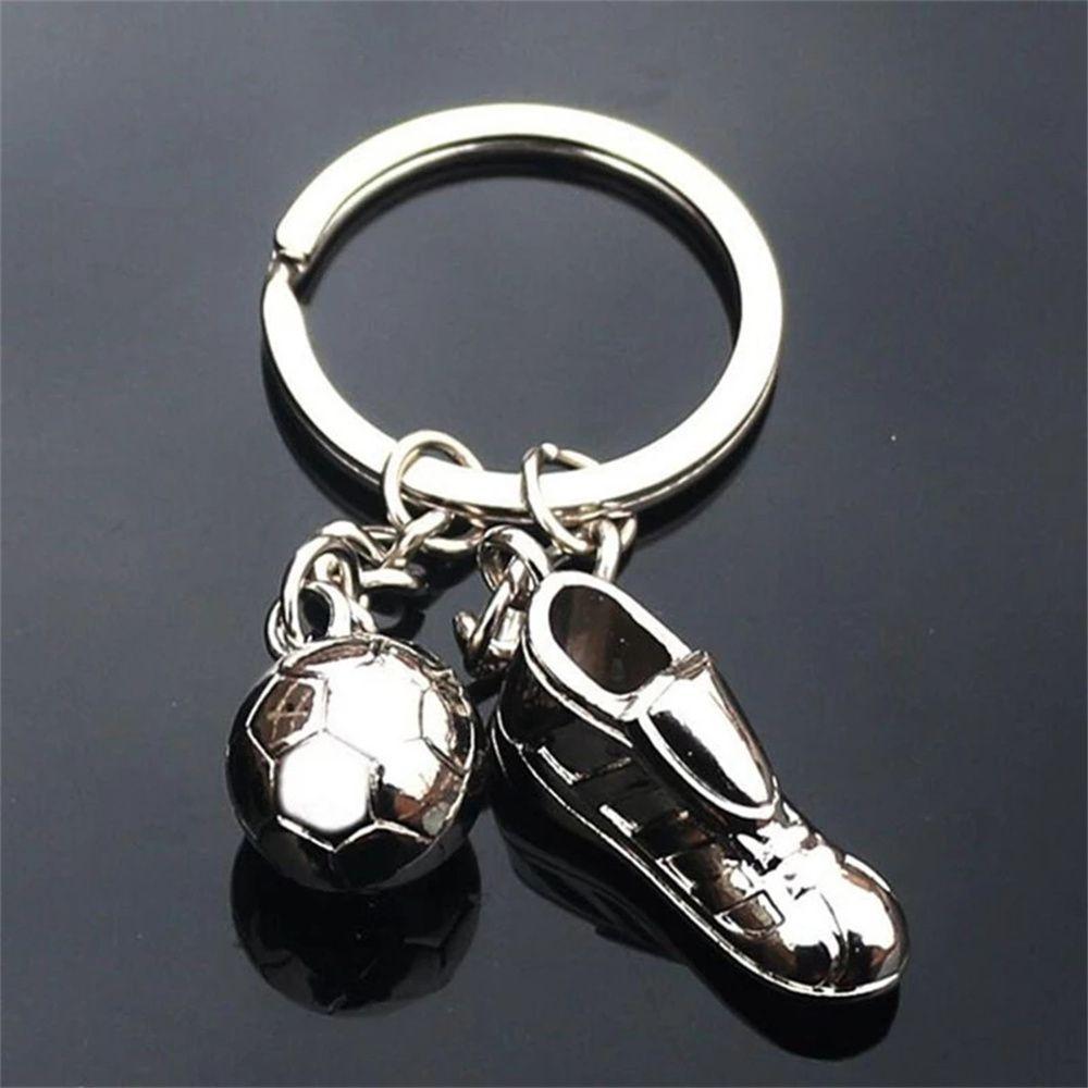 Steel Football Ball Sport Hanging Keychain Football Key Chain Metal Chain Soccer Shoes Key Rings