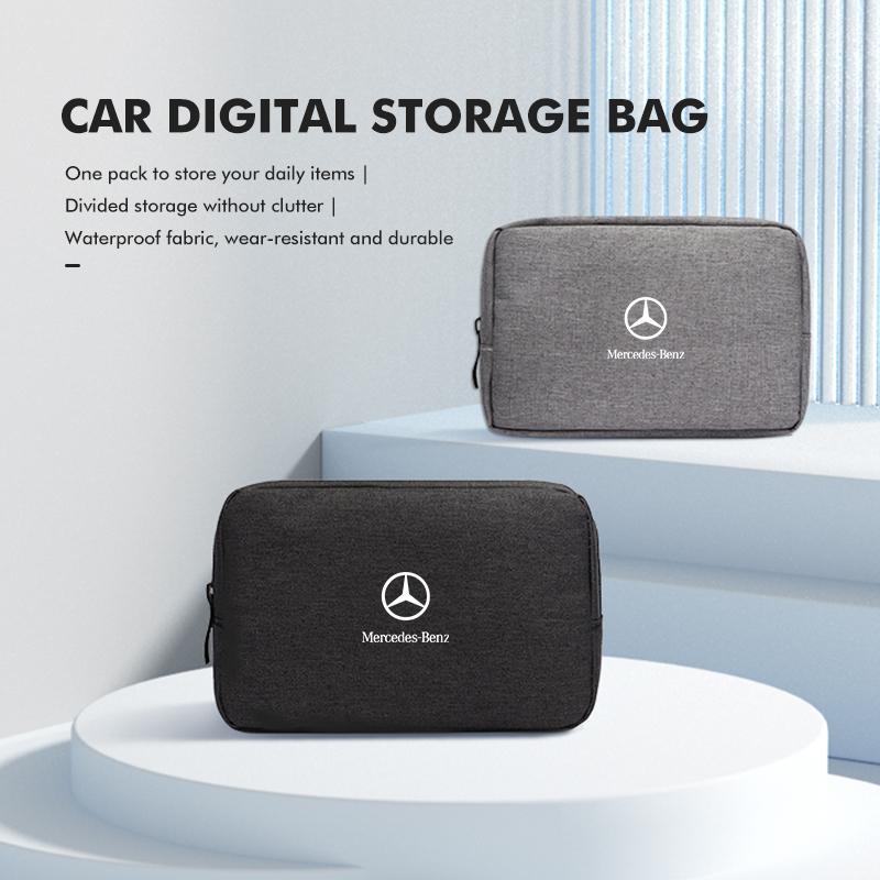 CRR1 Oxford Car Digital Organizer Waterproof Data Cable Storage Bag For Mercedes Benz W211 W124 W176 W177 C180 C200 C260 C300 GLC CLE