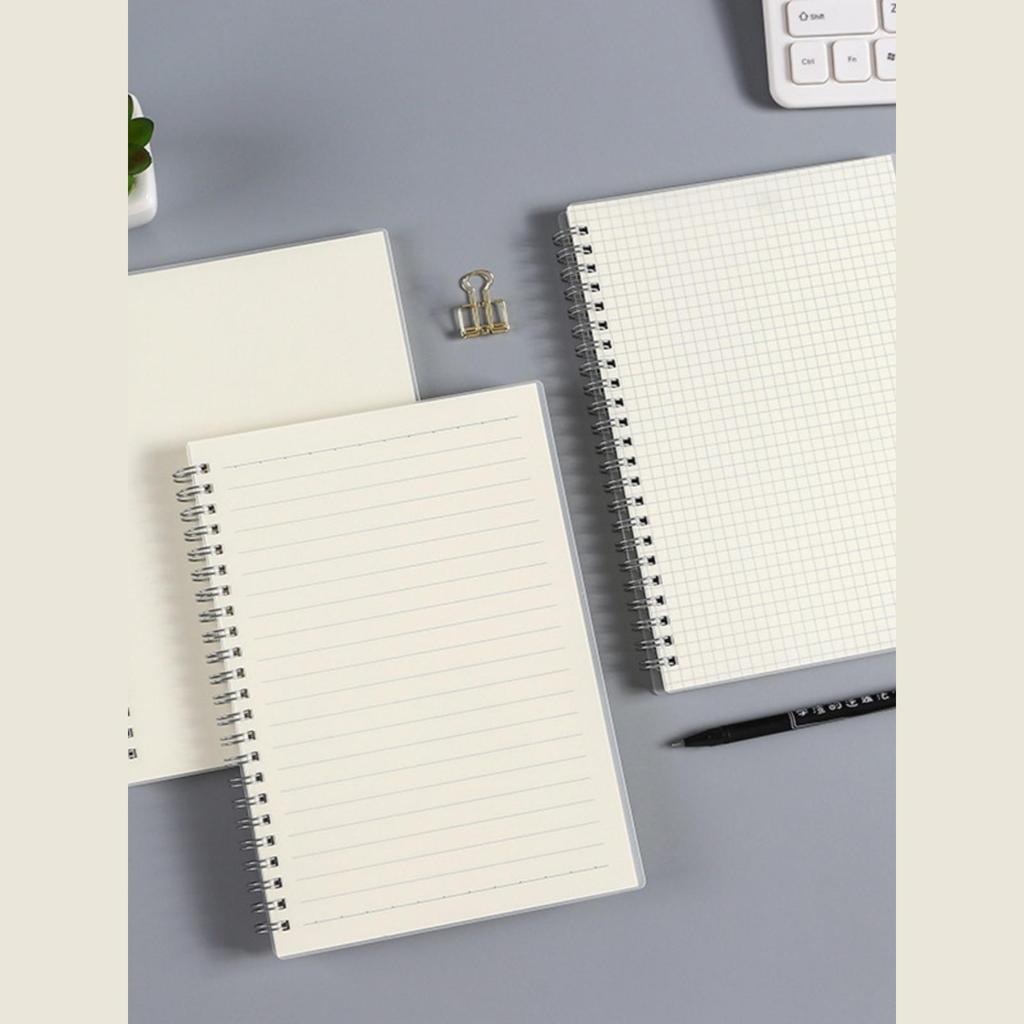 Minimalist PP Coil Notebook Set: A5 Lined, B5 Grid, Elastic Band, Thick Pages, Blank for Students