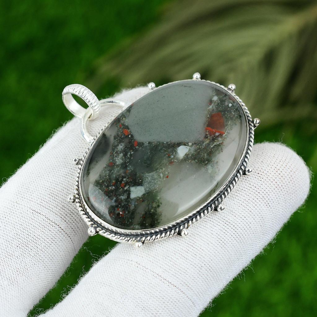 Gift For Women Jewelry Pendant 925 Sterling Silver Natural Tabu Jasper Gemstone