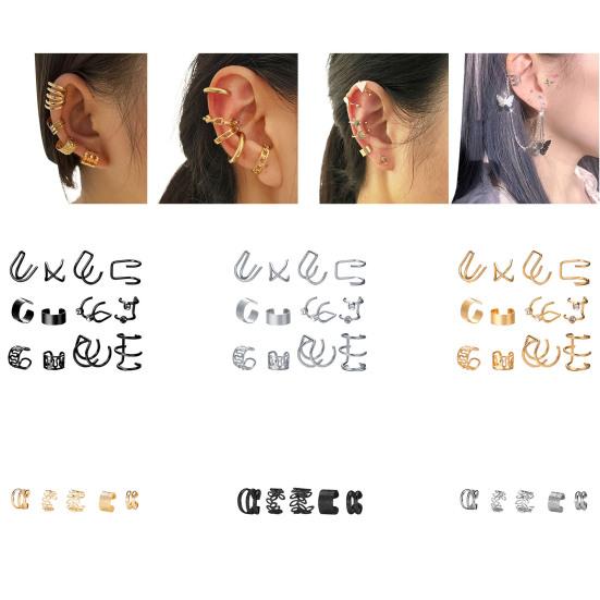 Серьги-клипсы с полыми листочками, непирсинговые ювелирные изделия, винтажные яркие блестящие серьги-поддельные хрящевые серьги для