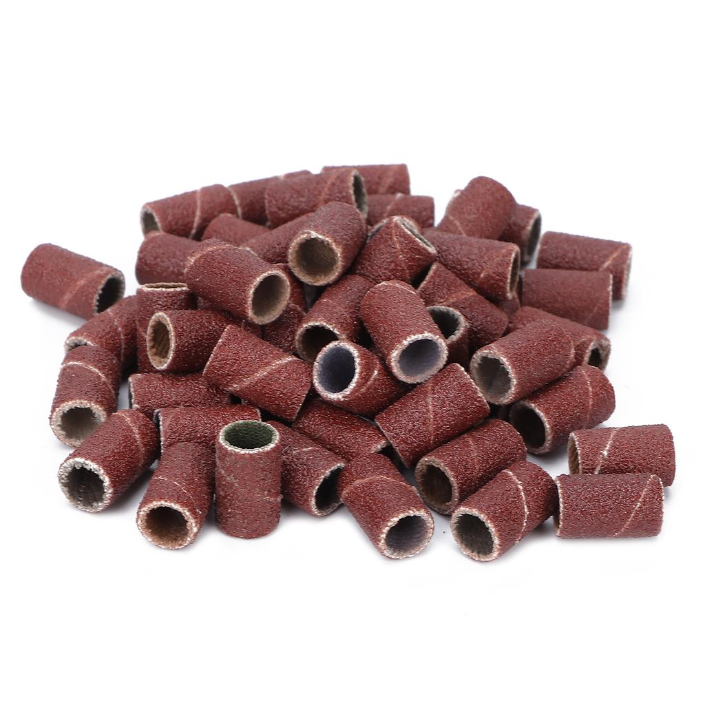 210pcs Brown Sanding Bands Nail Art Sanding Bands Replaceable Nail Sanders with Nail Drill Shaft