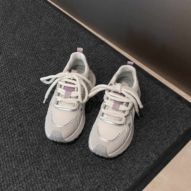 Весенне-летние новые модные серебристые кроссовки на платформе в стиле dad shoes, женские сетчатые дышащие и легкие повседневные спортивные кроссовки