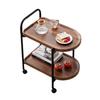 Walnut Wood Nordic Corner Table with Wheels Elegant Coffee Table Large Capacity Cart Side Rack for Reading Book Tea Vase