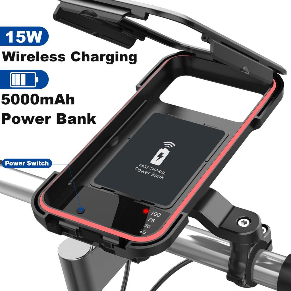 Waterproof Retractable Bike Phone Holder with Wireless & USB Charging
