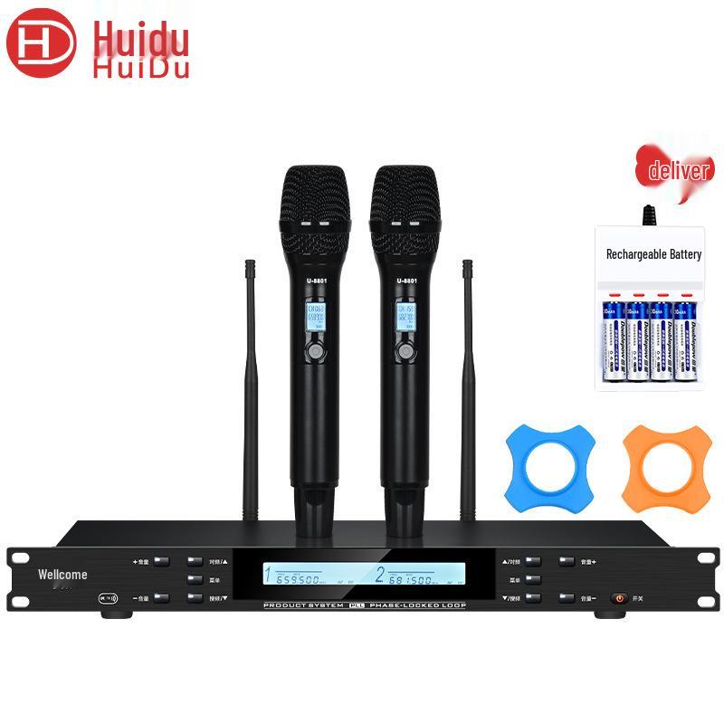 HuiDu U8801/8802 Pro Двойной беспроводной микрофон с регулируемой частотой для конференций