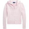 Свитер Polo FW23 Однотонный Вязаный косами Капюшон Застежка-молния Длинный рукав Детские свитера Розовый 313916533-002