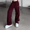 Harajuku Woman Oversize Wine Red Striped Sweatpants Spring Autumn Elastic Waist Hip Hop Streetwear Joggers Sport Casual Trousers