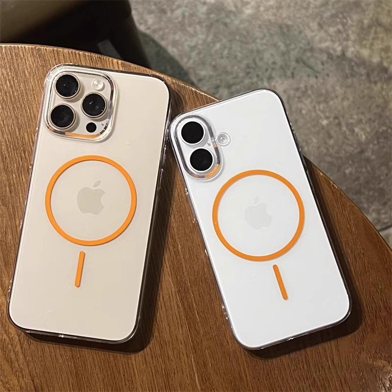 Thin Ring Magnetic Suction Suitable for IPhone16 Apple 14 Mobile Phone Case 15 ProMax New 12 Transparent 13 Protective Case Trend