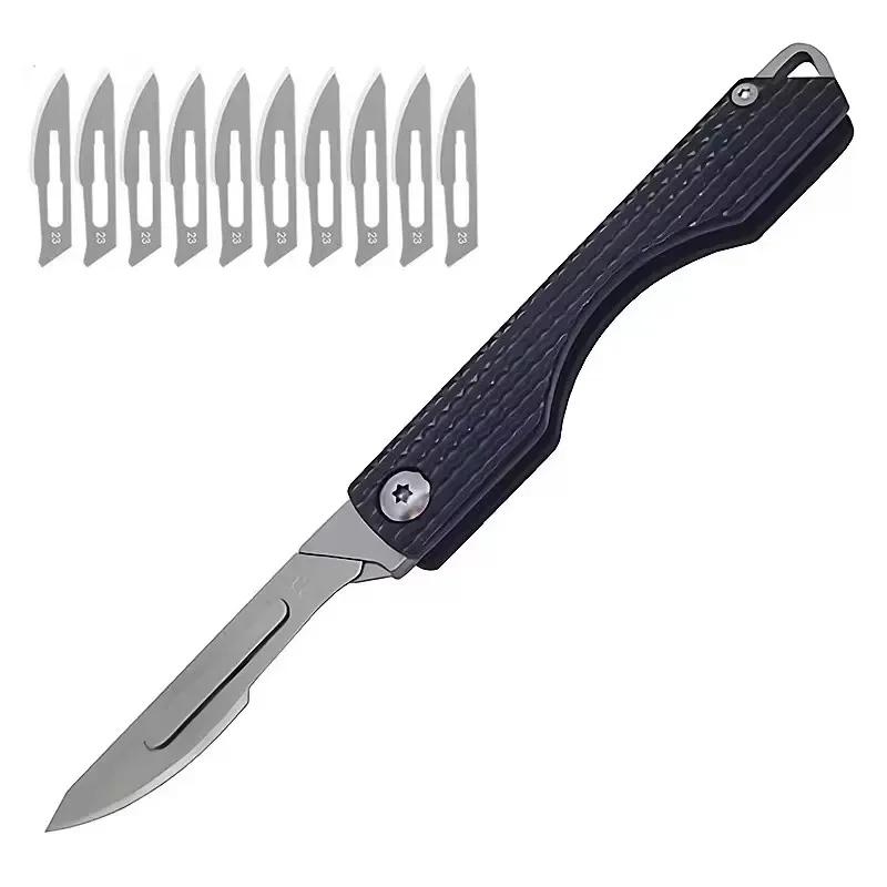 New Art Knife Outdoor Folding Keychain Small Blade Sharp High Hard Portable EDC Surgical Handle Mini Portable