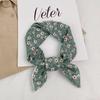Retro Green Floral Small Silk Scarf - Korean Style Women's Versatile Autumn/Spring Accessory, Thin Square for Neck or Headband
