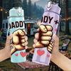 1PC Daddy And Me Fist Bump Quote Print 750ml Color Plastic Sports Water Bottle Leakproof Flip Straw Lid Suitable for Sports Office Home Use