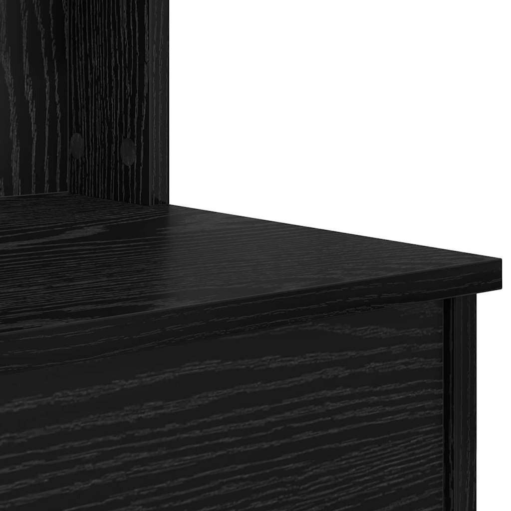 Makeup Table with Mirror Black Oak Look 96 x 39 x 142 cm