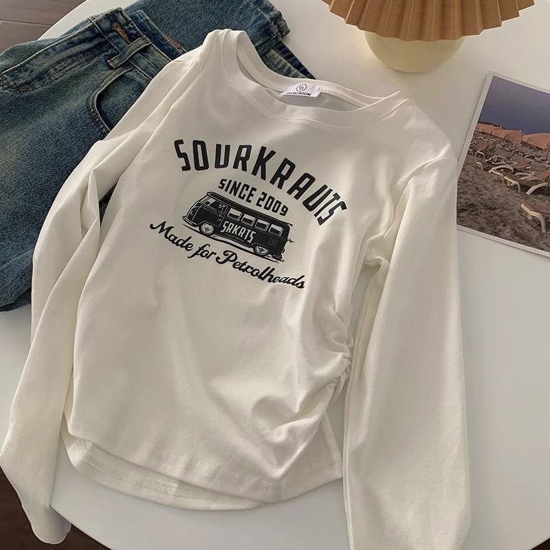 Женская милая и пикантная шикарная футболка с длинным рукавом - Приталенный дизайн для весны/осени