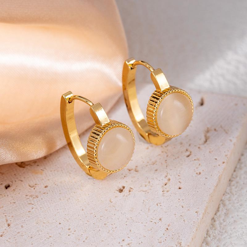 Высококачественные геометрические серьги-гвоздики из нержавеющей стали с имитацией синего бирюзового кошачьего глаза