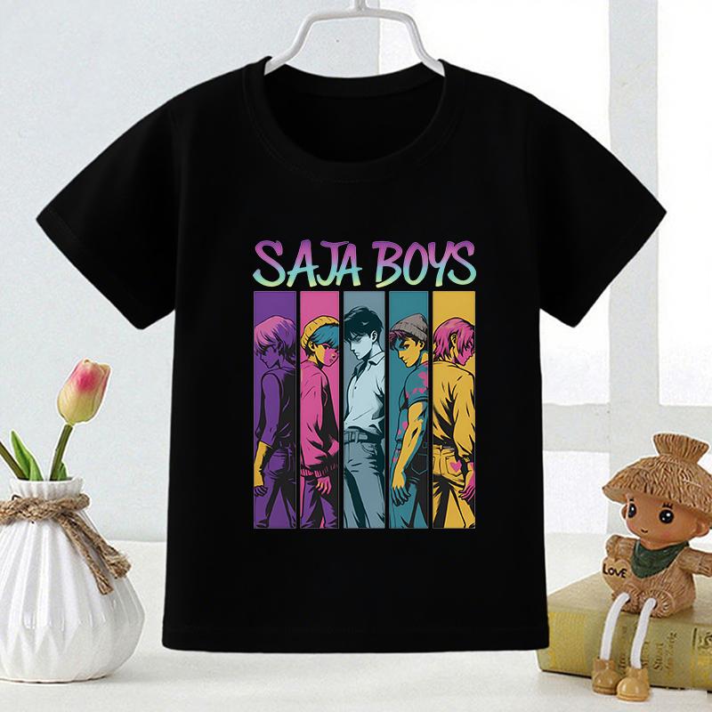 Kpop Охотник на демонов Saja Boys Модная детская футболка с принтом Летний топ для девочек Детская футболка с коротким рукавом