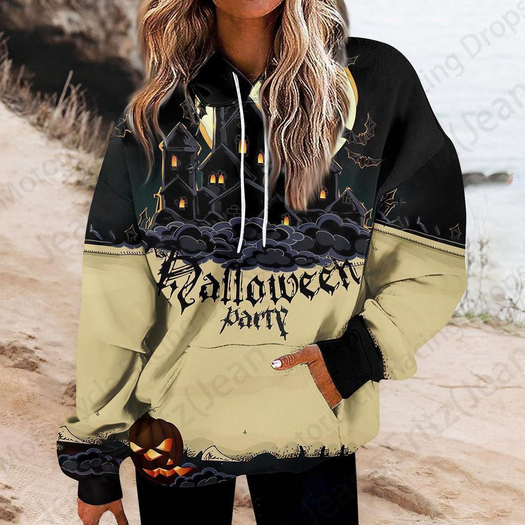 Happy Halloween 3D Print Hoodie Women Fashion Oversize Hoodies Women Sweats Halloween Hoodie Sweatshirt Women Sports Suits Coat