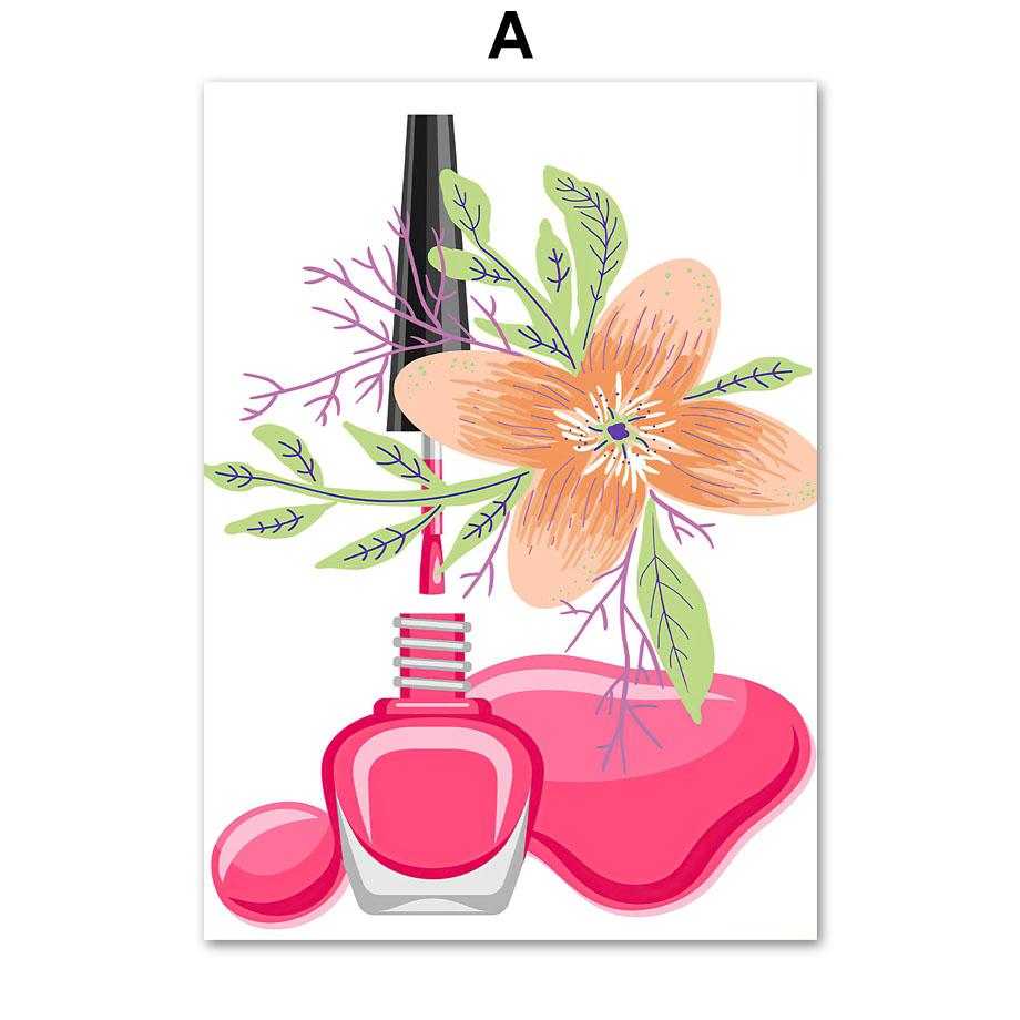 Лак для ногтей, постеры и принты, маникюр, технический подарок, спа, настенная живопись для волос, холст, живопись, цветочные настенные картины, декор для салона красоты