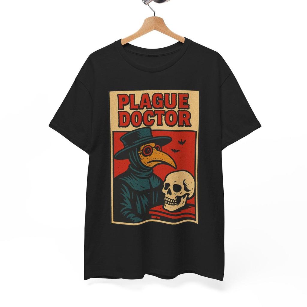 Plague Doctor T Shirt Unisex | Retro Comic Style Gothic Horror Tee | Spooky Mask Shirt | Cool Gift for History Buffs & Halloween Fans