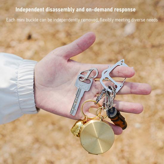 Брелок Lucky Cat из нержавеющей стали со съемными S-образными крючками, прочный портативный держатель для ключей для кемпинга на открытом воздухе, металлическая подвесная пряжка-карабин