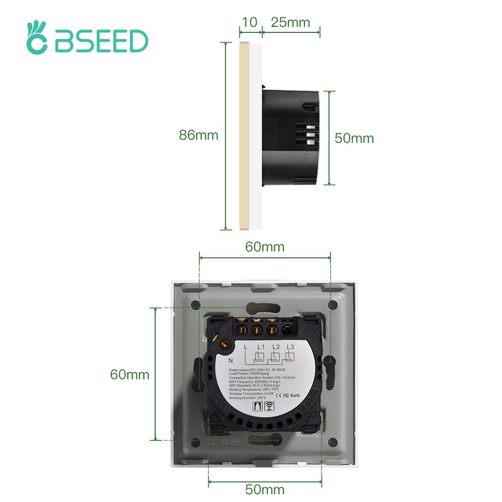 BSEED Wifi Переключатель для штор Беспроводной Интеллектуальный Переключатель для Умных Штор Поддержка Приложения Tuya Голосовое Управление Google Assistant