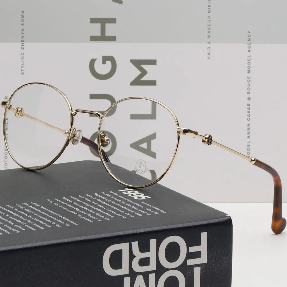 Moncler Eyeglass Frame ML5107 032 Lightweight Gold Metal Round Frame
