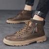 2024 New Men's Boots High Top Motorcycle Boots Fashion Leather Shoes Casual Outdoor Shoes Male Sneakers Bota Masculina