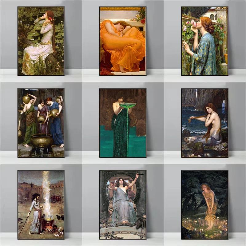 Waterhouse Canvas Painting Prints Mythology Wall Art Myth Goddess Picture Poster Print Vintage Canvas Poster for Home Room Decor