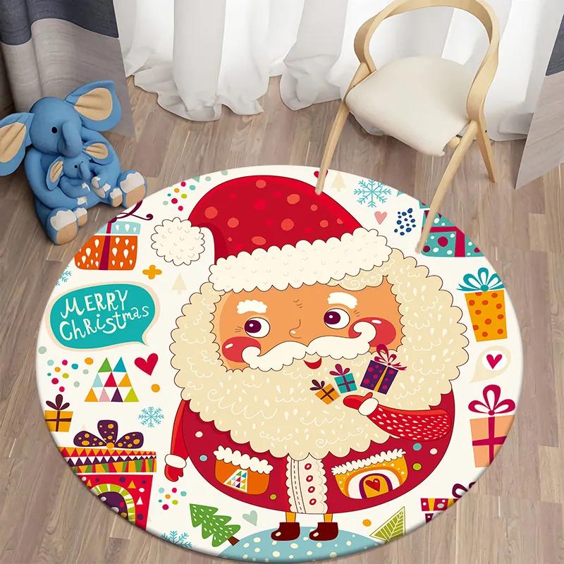 Санта-круглый ковер для дома, гостиной, спальни, коврик для кухни, ванной комнаты, коврик, милое украшение для детской комнаты