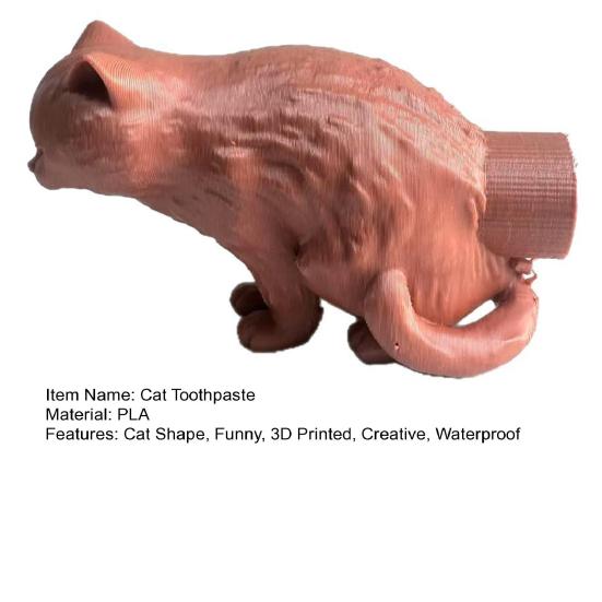 Cute Cat Toothpaste Holder 3D Printed Cap, Funny Vomiting Topper, Novelty Gift for Owners Creative Dispenser Kids Adults Bathroom Accessory