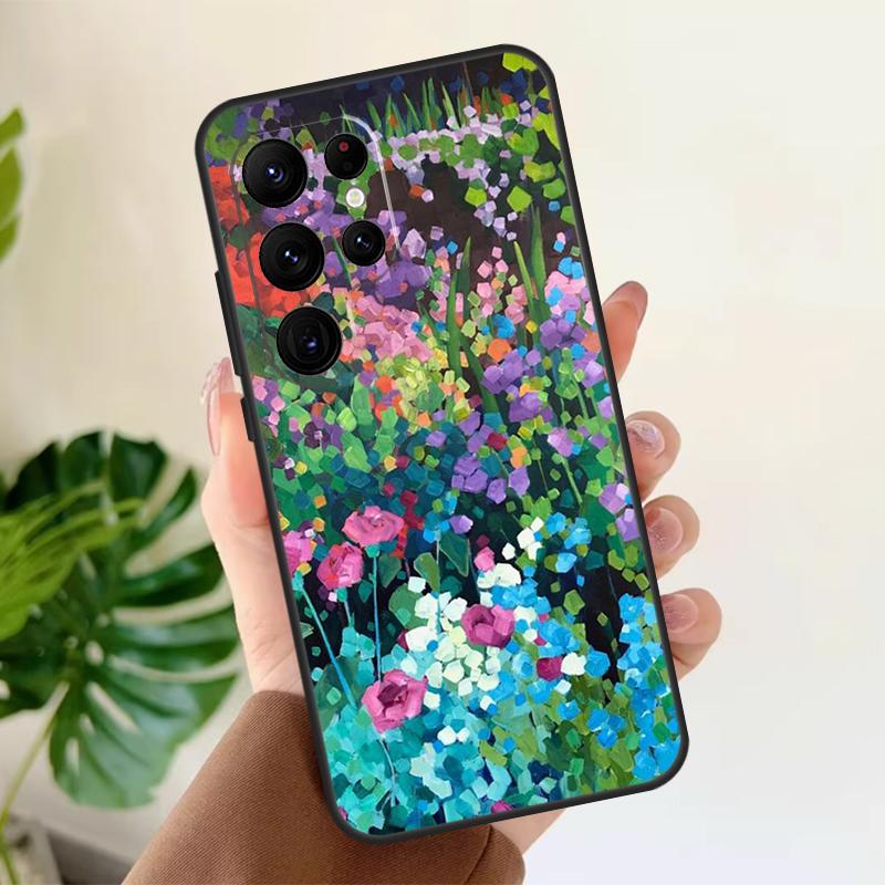 Colourful Flower Painting Art Soft Case For Samsung Galaxy S24 Ultra S21 S22 S23 S25 Plus S20 FE S9 S10 S23 FE Phone Cover