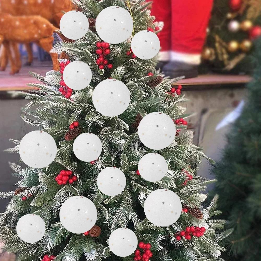 24/6 шт. белых пенопластовых рождественских шаров, подвесная подвеска для елки 4/6/8 см, снежные украшения для новогодней свадебной вечеринки, украшения для дома