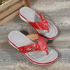 Fashion New Summer Women's Wedge Slippers Metal Decoration Women's Flat Flip Flops Outdoor Casual Beach Shoes Women's Large Size Sandals