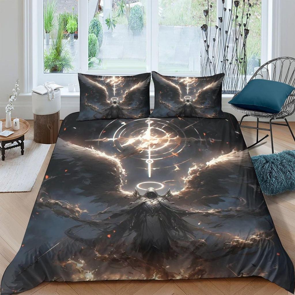 Angel Duvet Cover Set for Kids Queen Twin Size Quilt Covers Lightweight Down Room Decor 2 Pillowcases 1 Duvet Cover No Comforter