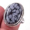 Natural Snowflake Obsidian Gemstone Handmade 925 Sterling Silver Ring S.9 C7I47
