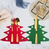 10Pcs Felt Utensil Holders Christmas Tree Shape Cutlery Sleeves for Cutters And Forks Holiday Table Decor