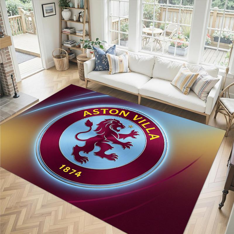 Aston Villa Football Design Crystal Velvet Carpet Cozy Non?Slip Printed Rug For Bedroom Living Room Entrance