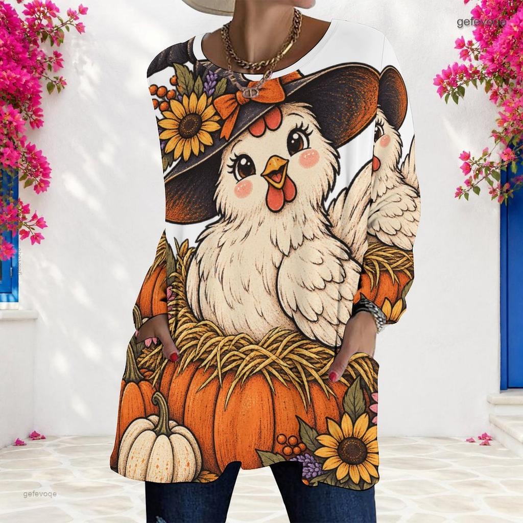 Womens Plus Size Long Sleeve Pocket T Shirt Loose Soft Casual Daily Leisure Top