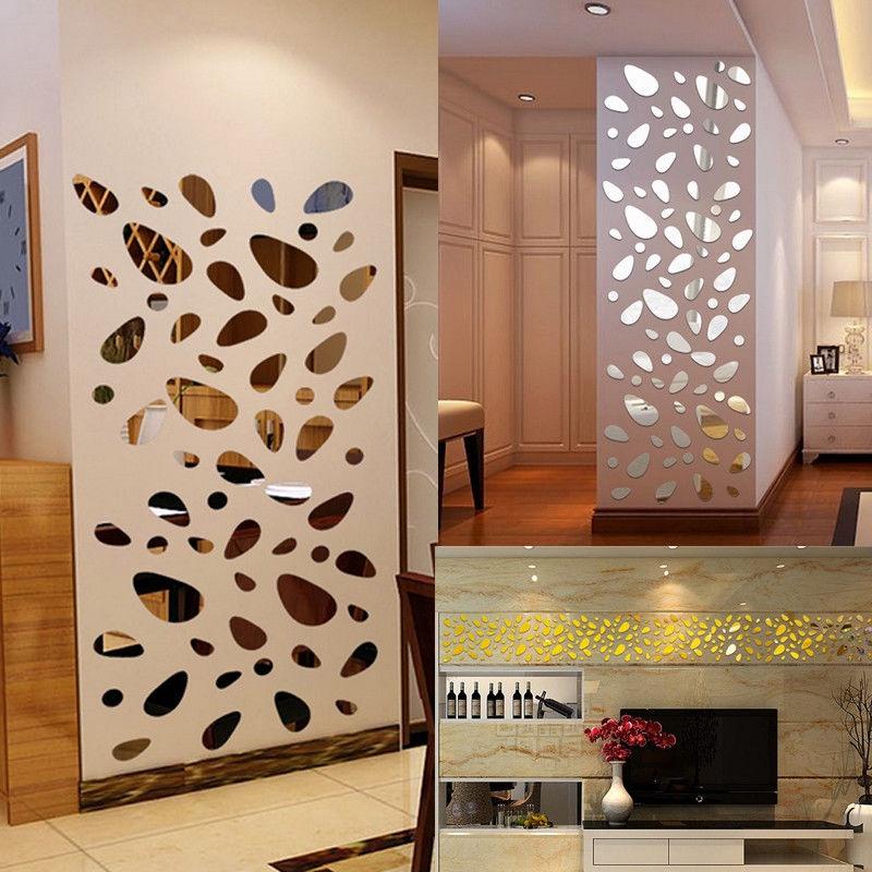 Превосходные 12 шт. 3D зеркальные виниловые наклейки на стену для легкого украшения дома