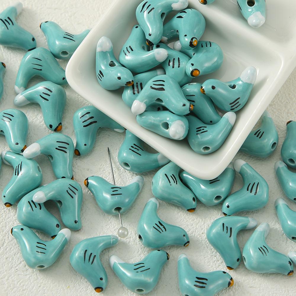 Керамические бусины с изображением мультяшных животных и птиц для изготовления браслетов и ожерелий своими руками