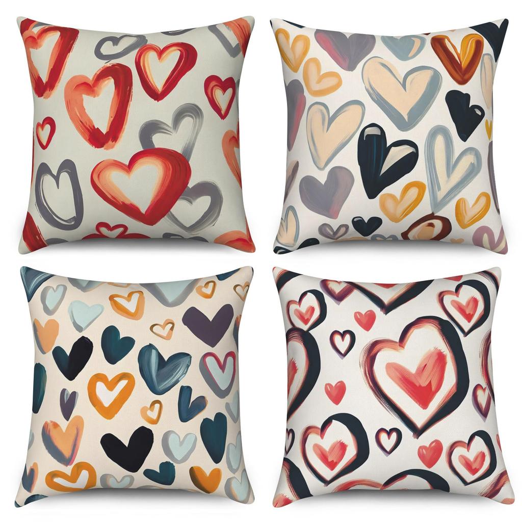 4Pcs Home Decor Cushion Covers, Black Cat & Floral Scenery Pillow Cases For Living Room Sofa Bedroom Car Decoration